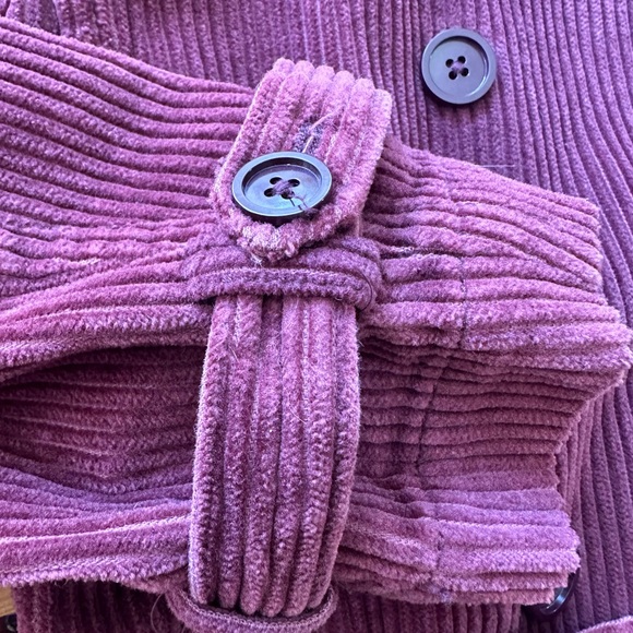 Vintage Wide Whale Corduroy Belted Trench Coat in Soft Raspberry • EUC• Size M - Picture 8 of 16